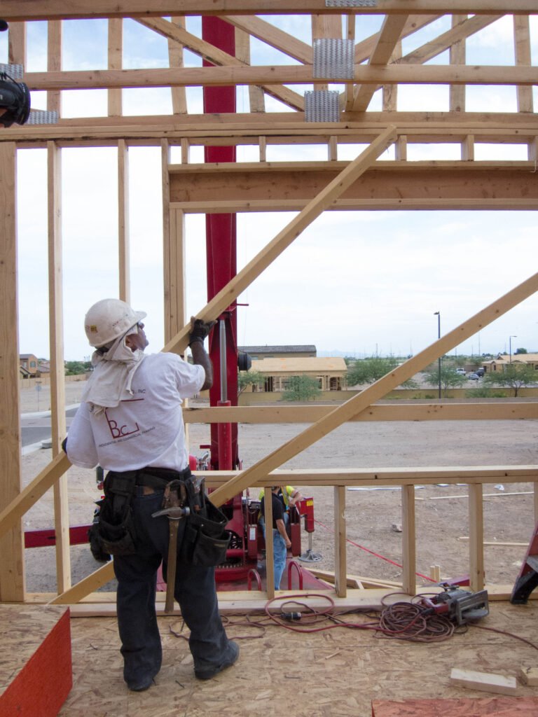 Construction worker on a residential job site