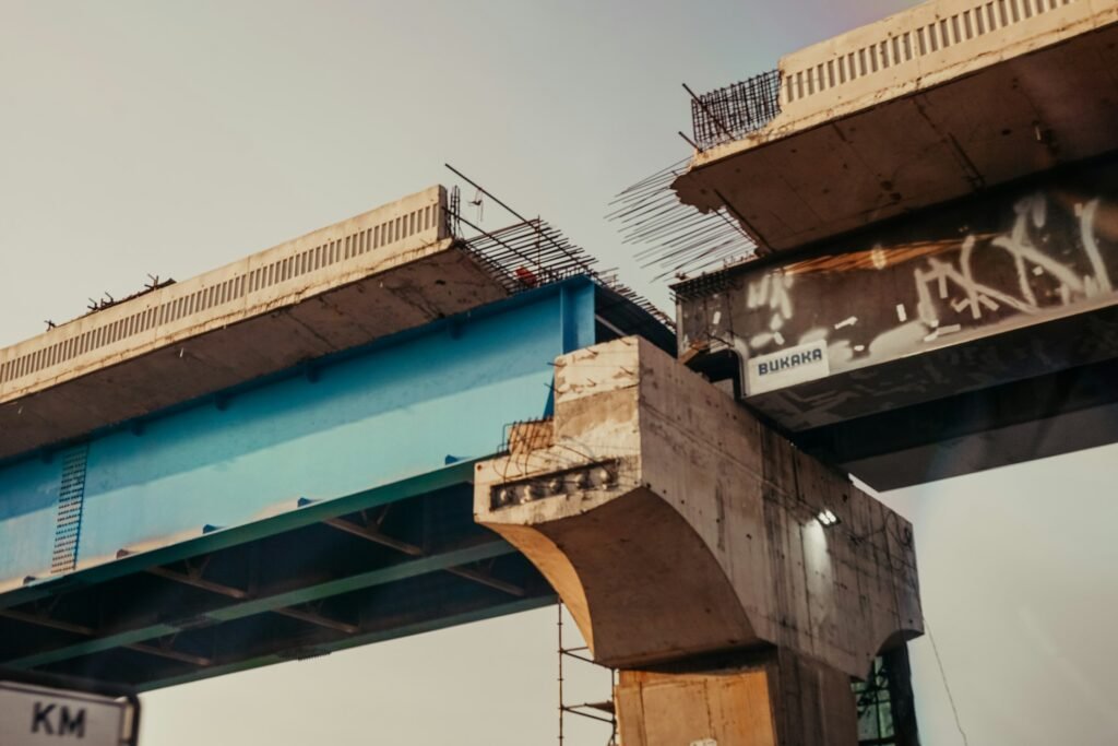 Concrete bridge under construction